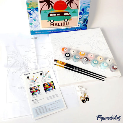 Mini-Malen nach Zahlen 8x8 gerahmt - Fantasy-Affe und Blumen