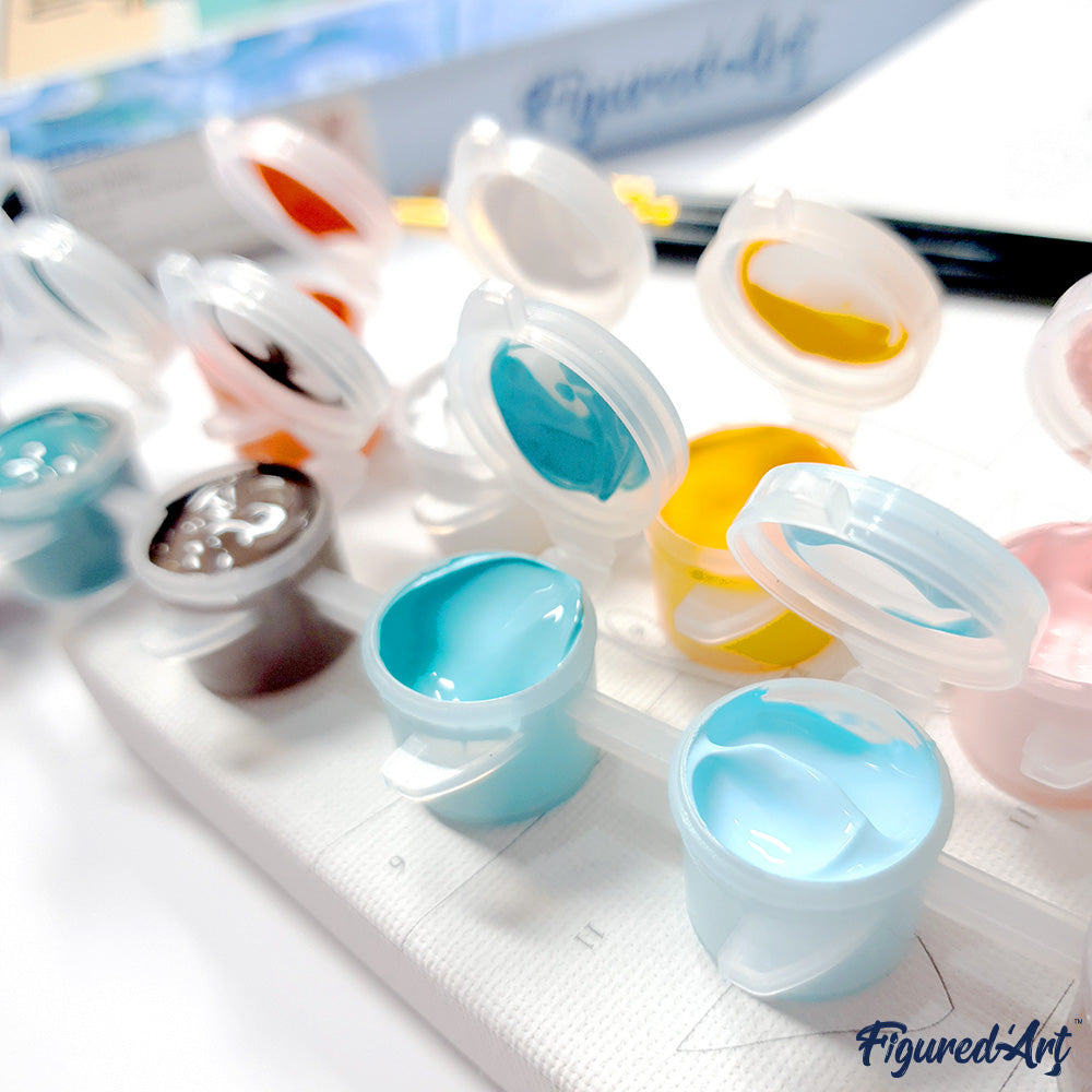 Mini-Malen nach Zahlen 8 x 8 gerahmt - Katze Abstrakt Pop Art