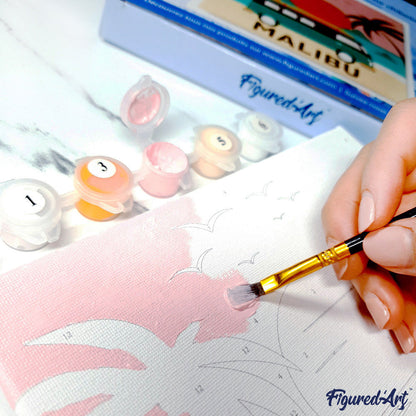 Mini-Malen nach Zahlen 8x8 gerahmt - Vögel-Gemälde