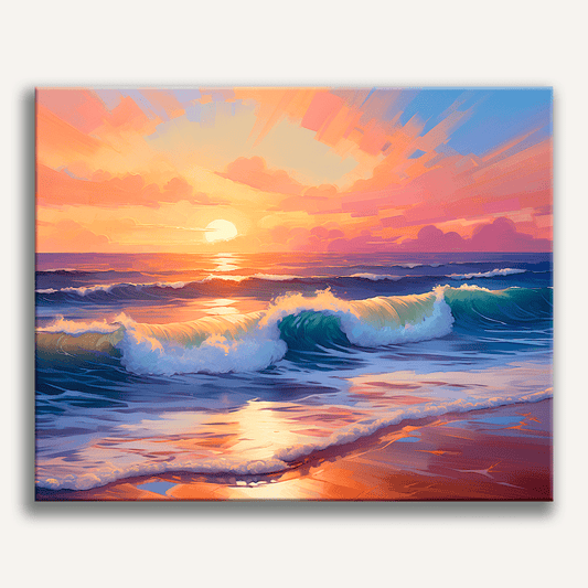 Sonnenuntergangs-Surfen