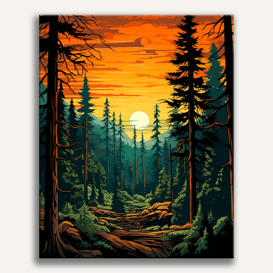 Wald mit hohen Bäumen